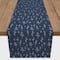 90" Navy Blue Botanical Pattern Cotton Twill Table Runner